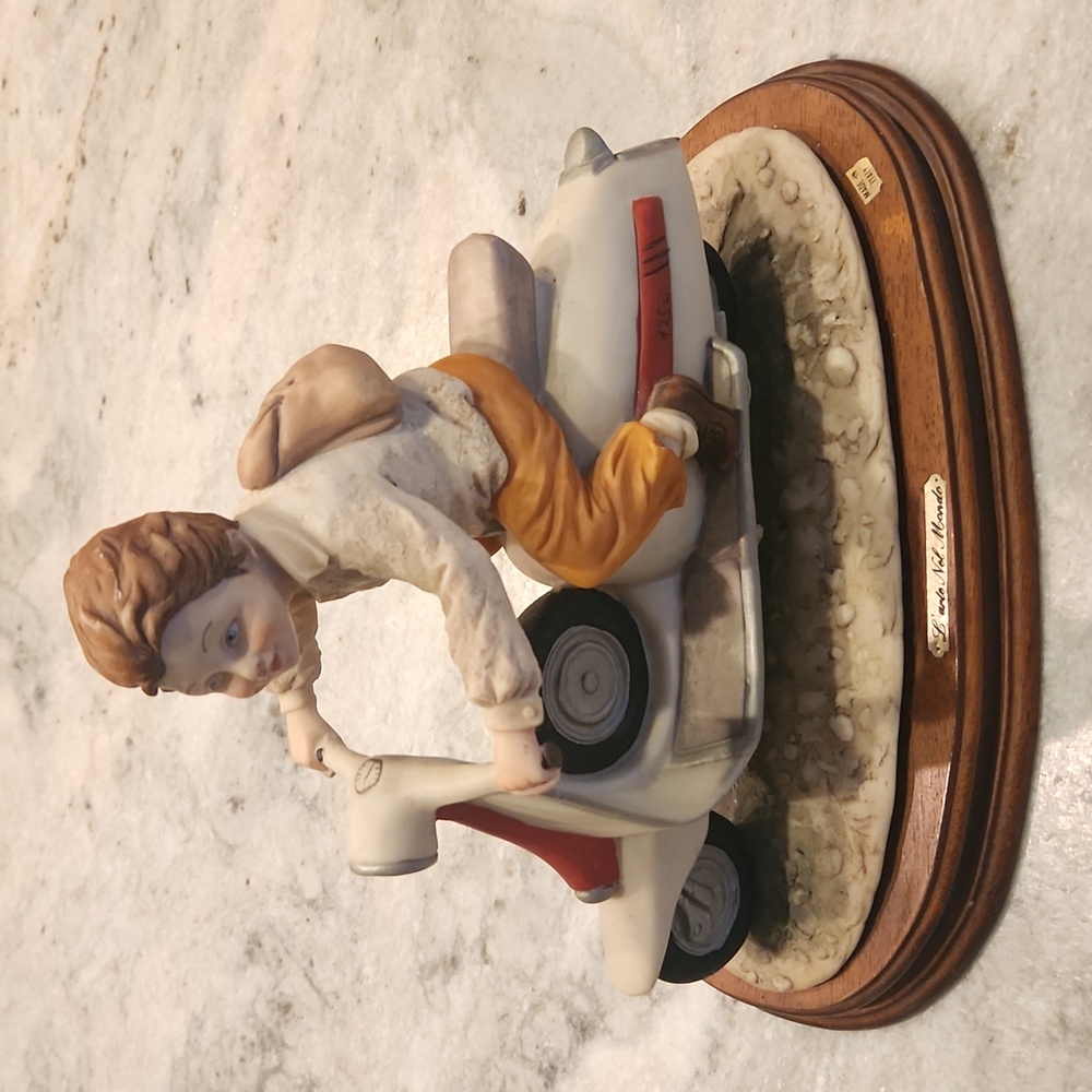 Vintage Capodimonte Figure Italy Boy Vespa